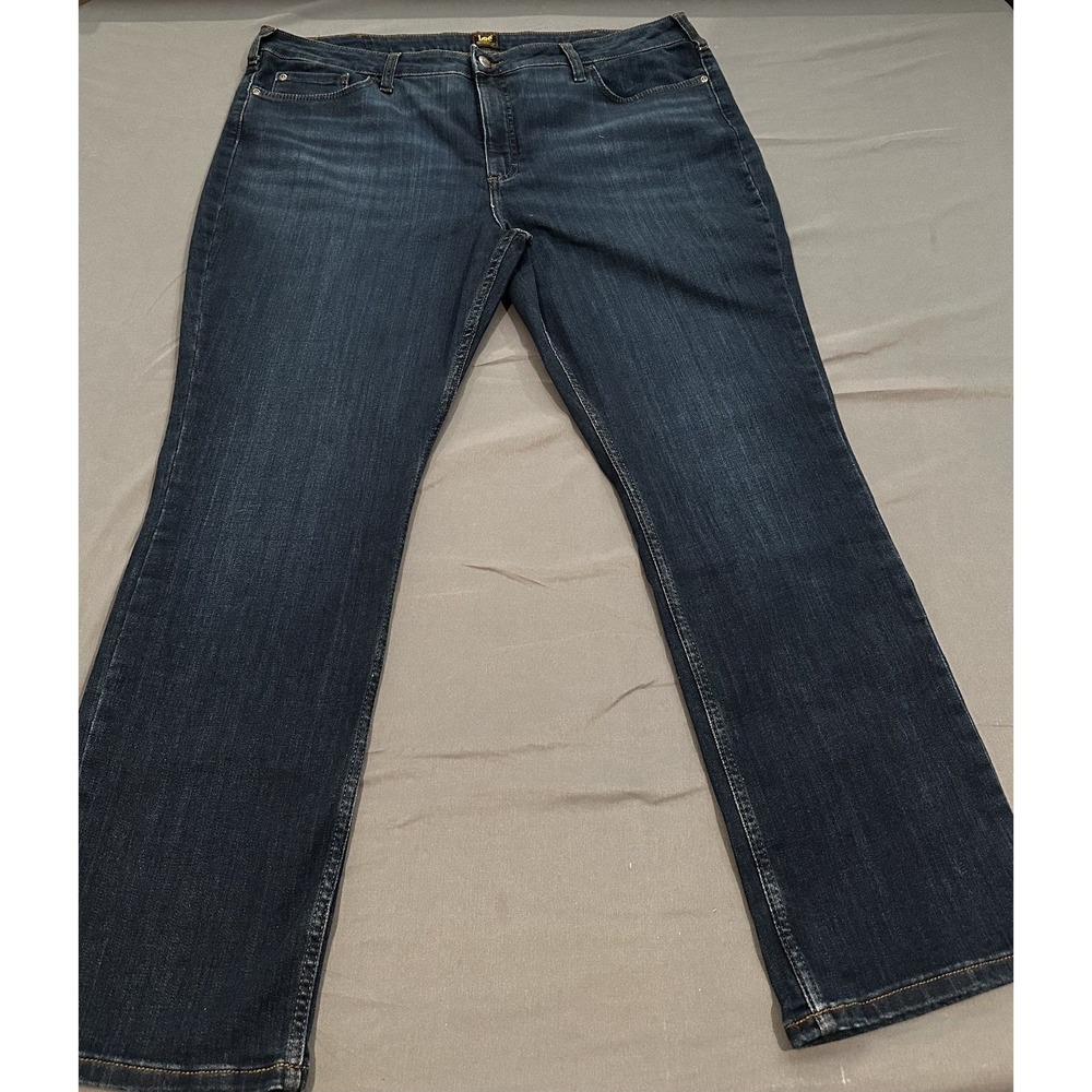 Lee Womens Straight Leg Mid Rise Jeans Deep Indigo‎ Blue Size 22 Medium NWT